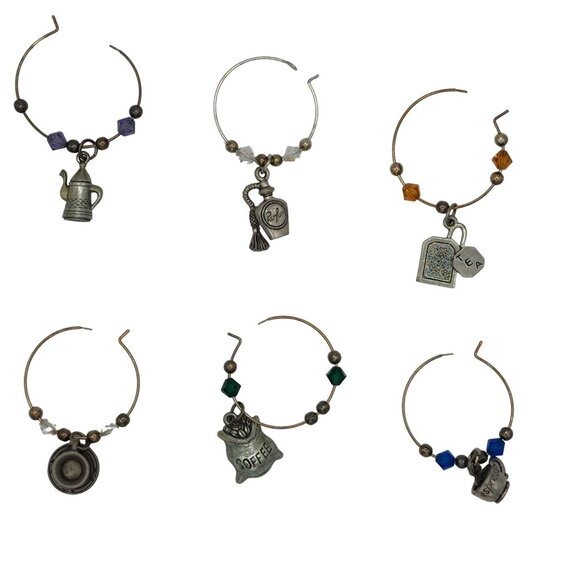 "Heres Your Drink" Swarovski Crystal Drink Charms Set Of 6 - Picture 2 of 5